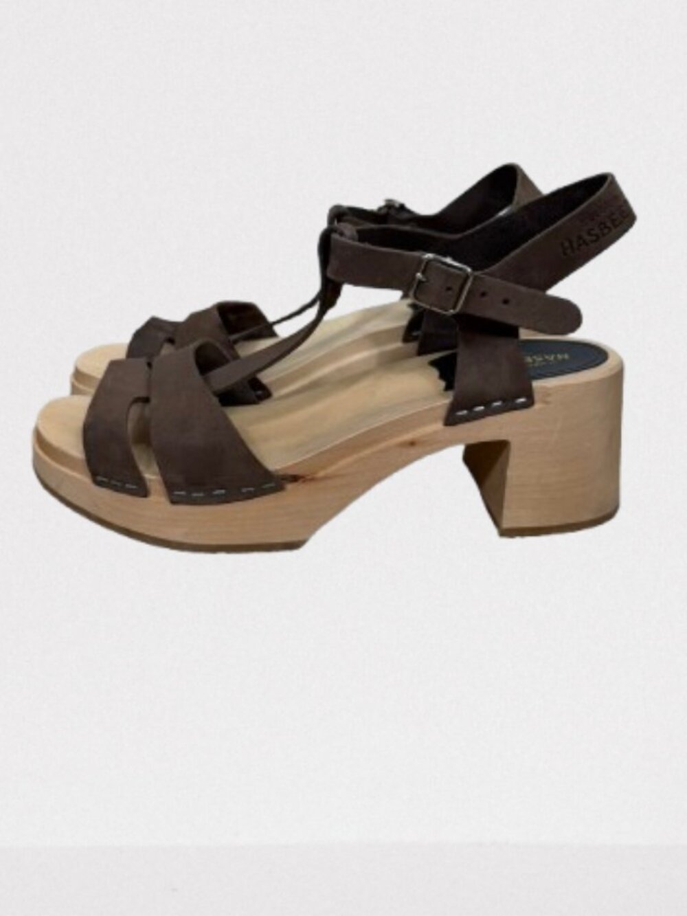 Swedish Hasbeens Brown Birgit Leather Clog Sandals Size EU 39/US 9 - Picture 7 of 11